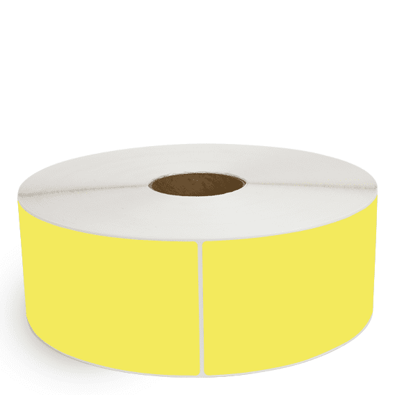 4" x 13" Yellow - Direct Thermal Labels - 3" Core / 12" Outer Diameter (No Perf) - Removable Adhesive
