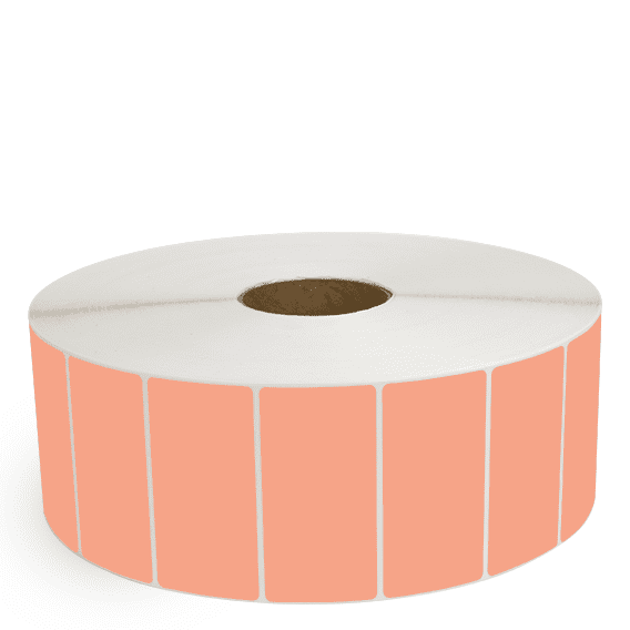 4" x 2" Fluorescent Orange - Thermal Transfer Labels - 3" Core / 12" Outer Diameter (No Perf) - Freezer Grade Adhesive