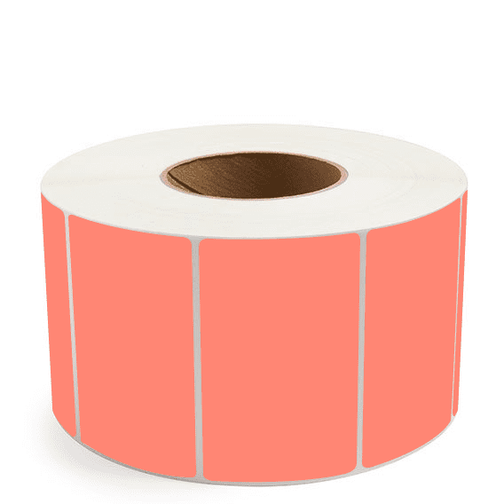 4" x 2.5" Fluorescent Red - Thermal Transfer Labels - 3" Core - Freezer Grade Adhesive