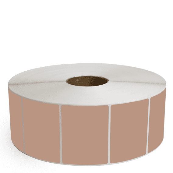 4" x 3" Brown - Thermal Transfer Labels - 3" Core / 12" Outer Diameter (No Perf) - Freezer Grade Adhesive