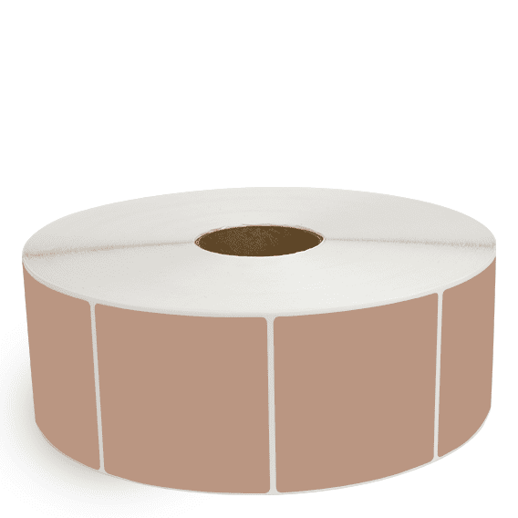 4" x 4" Brown - Thermal Transfer Labels - 3" Core / 12" Outer Diameter (No Perf) - Freezer Grade Adhesive