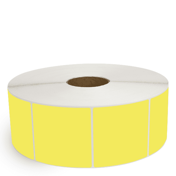 4" x 4" Yellow - Direct Thermal Labels - 3" Core / 12" Outer Diameter (No Perf) - Freezer Grade Adhesive
