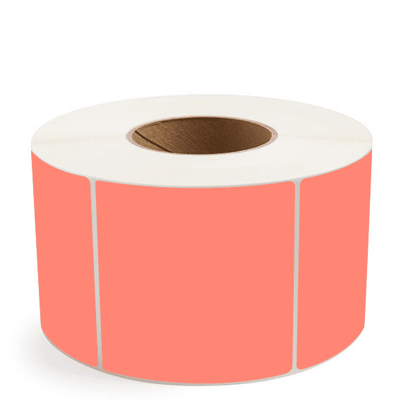 4" x 4" Fluorescent Red - Direct Thermal Labels - 3" Core (No Perf) - Acrylic