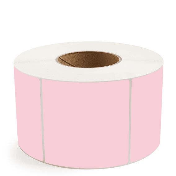 4" x 4" Pink - Thermal Transfer Labels - 3" Core (No Perf) - Freezer Grade Adhesive