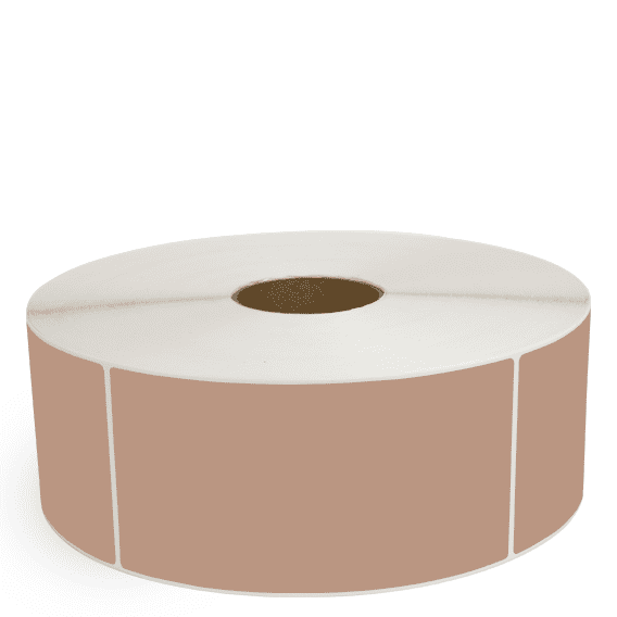 4" x 8" Brown - Direct Thermal Labels - 3" Core / 12" Outer Diameter (No Perf) - Freezer Grade Adhesive