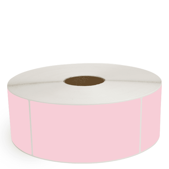 4" x 8" Pink - Direct Thermal Labels - 3" Core / 12" Outer Diameter (No Perf) - Freezer Grade Adhesive