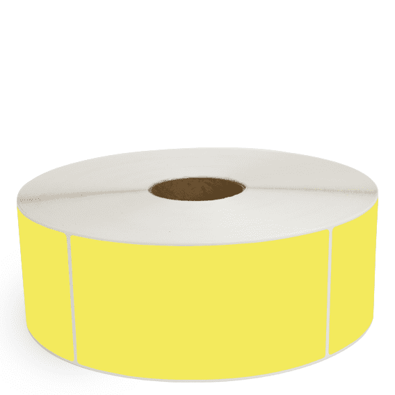 4" x 8" Yellow - Direct Thermal Labels - 3" Core / 12" Outer Diameter (No Perf) - Removable Adhesive