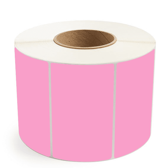 5" x 3" Hot Pink - Thermal Transfer Labels - 3" Core - Freezer Grade Adhesive