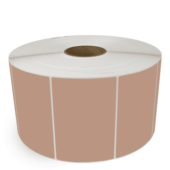 6" x 4" Brown - Thermal Transfer Labels - 3" Core / 12" Outer Diameter (No Perf) - Freezer Grade Adhesive