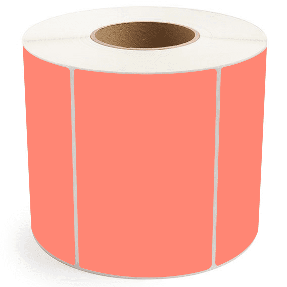 6" x 4" Fluorescent Red - Thermal Transfer Labels - 3" Core - Freezer Grade Adhesive