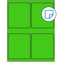 4" x 4.5" Fluorescent Green Rectangular Sheet Labels - Removable Adhesive