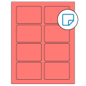 3.375" x 2.33" Fluorescent Red Rectangular Sheet Labels - Removable Adhesive