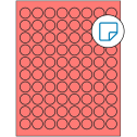 0.875" Fluorescent Red Circular Sheet Labels - Removable Adhesive
