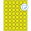 1.25" Fluorescent Yellow Circular Sheet Labels - Removable Adhesive