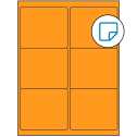 4" x 3.33" Fluorescent Orange Rectangular Sheet Labels (6-UP) - Removable Adhesive