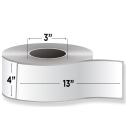 4" x 13" Blue - Direct Thermal Labels - 3" Core / 12" Outer Diameter (No Perf) - Freezer Grade Adhesive