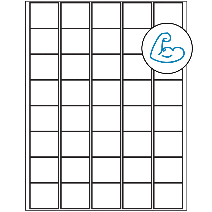 1.5" x 1.35" White Rectangular Sheet Labels - Ultra Aggressive Adhesive