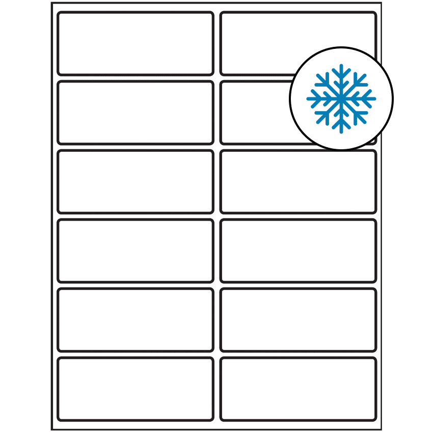 4" x 1.625" White Rectangular Sheet Labels - Freezer Grade Adhesive
