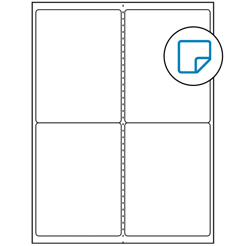 4" x 5" White Rectangular Sheet Labels - Removable Adhesive