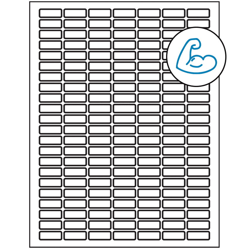 1" x 0.375" White Rectangular Sheet Labels - Ultra Aggressive Adhesive
