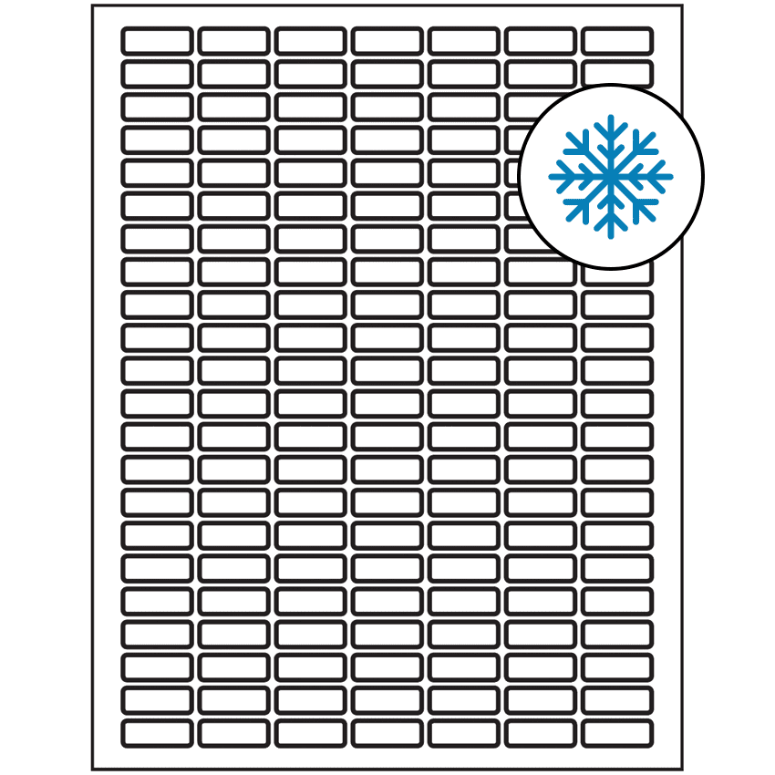 1" x 0.375" White Rectangular Sheet Labels - Freezer Grade Adhesive