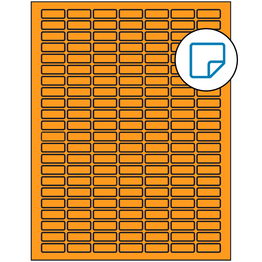1" x 0.375" Fluorescent Orange Rectangular Sheet Labels - Removable Adhesive