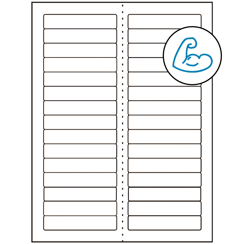 3.4375" x 0.667" White Rectangular Sheet Labels - Ultra Aggressive Adhesive