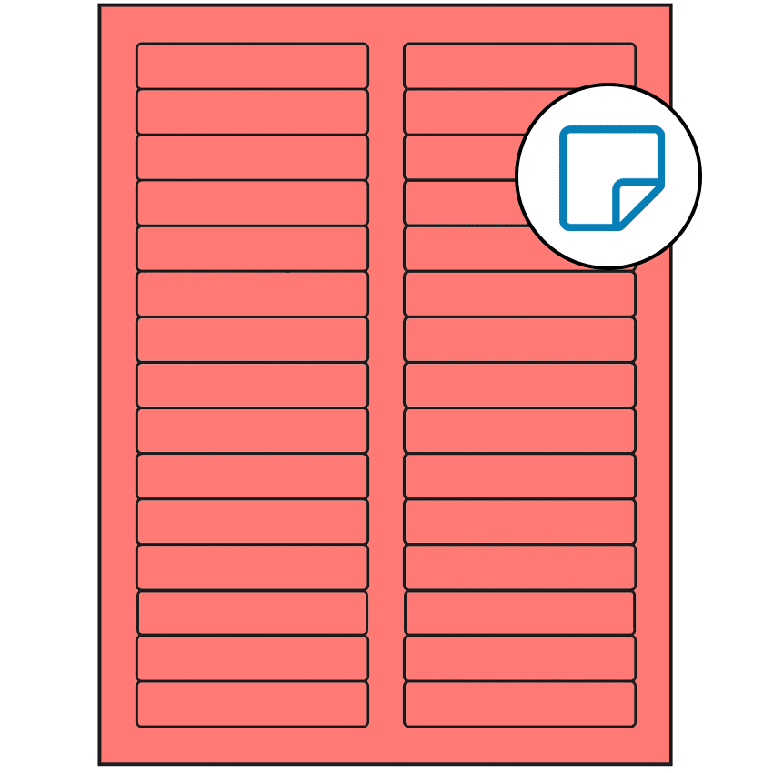 3.4375" x 0.667" Fluorescent Red Rectangular Sheet Labels - Removable Adhesive