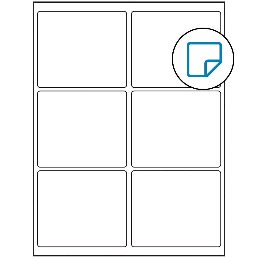 4" x 3.25" White Rectangular Sheet Labels - Removable Adhesive
