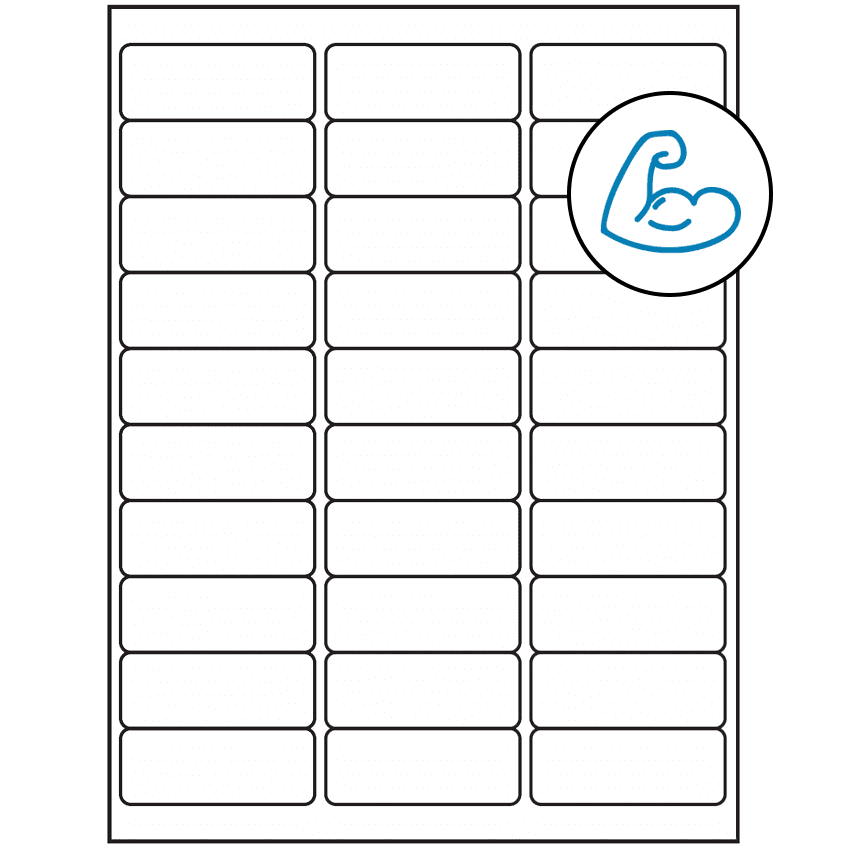 2.625" x 1" White Rectangular Sheet Labels (30-UP) - Ultra Aggressive Adhesive