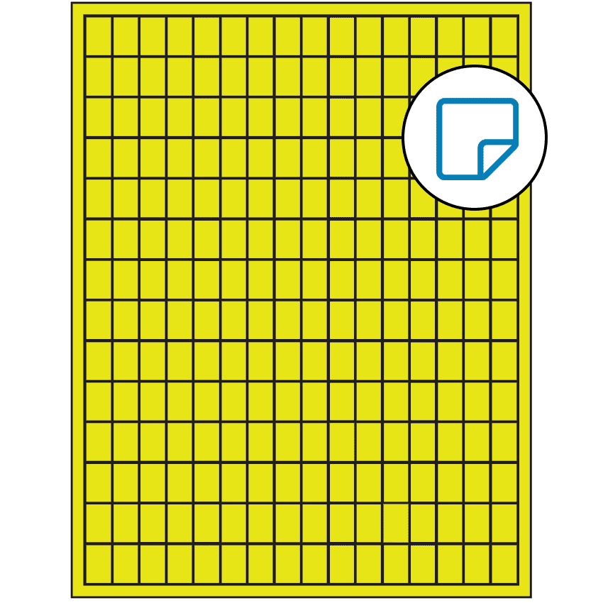 0.5" x 0.75" Fluorescent Yellow Rectangular Sheet Labels - Removable Adhesive
