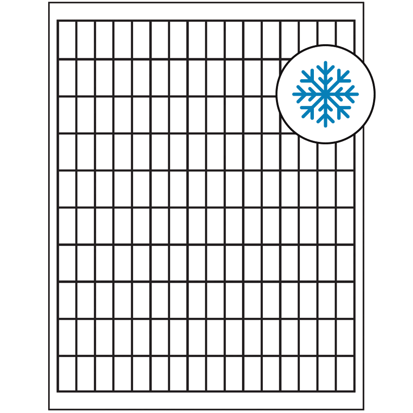 0.5" x 1" White Rectangular Sheet Labels - Freezer Grade Adhesive