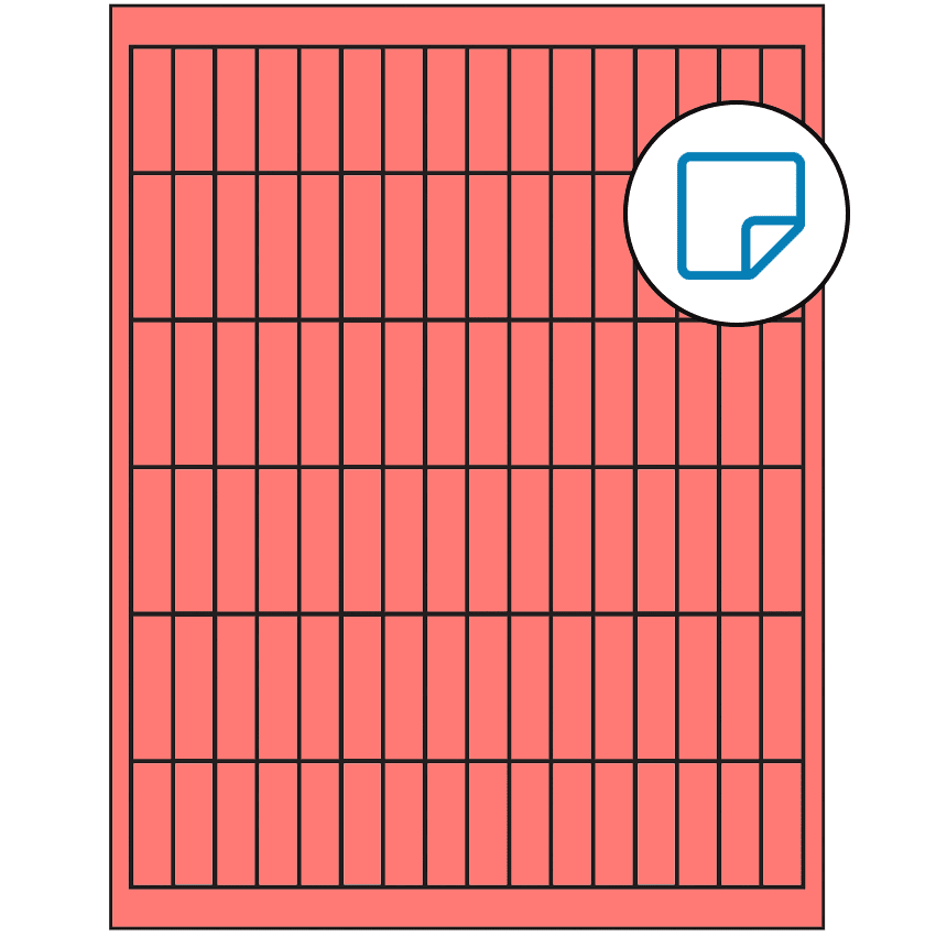 0.5" x 1.75" Fluorescent Red Rectangular Sheet Labels - Removable Adhesive