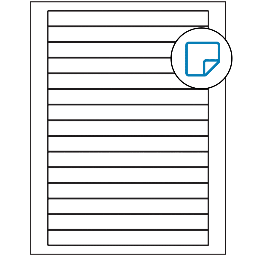 7" x 0.68" White Rectangular Sheet Labels - Removable Adhesive