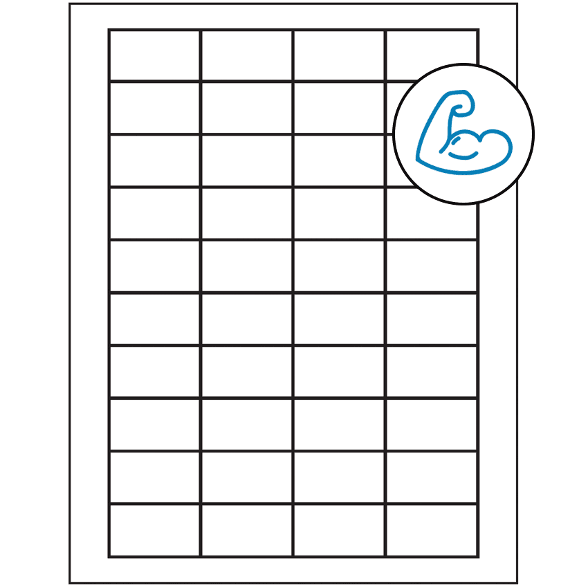 1.75" x 1" White Rectangular Sheet Labels - Ultra Aggressive Adhesive