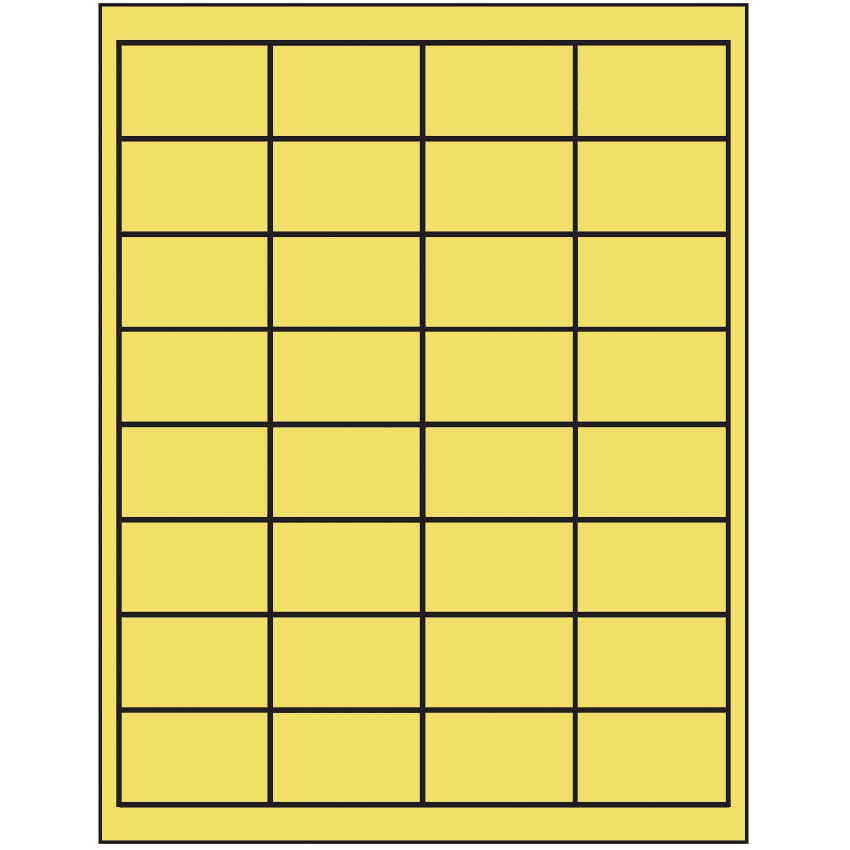 2" x 1.25" Pastel Yellow Rectangular Sheet Labels