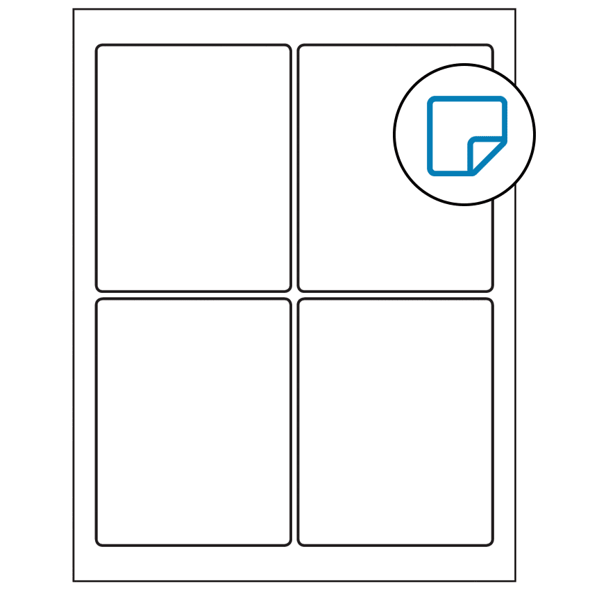 3.75" x 4.75" White Rectangular Sheet Labels - Removable Adhesive