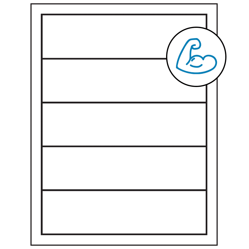 7.5" x 2" White Rectangular Sheet Labels - Ultra Aggressive Adhesive