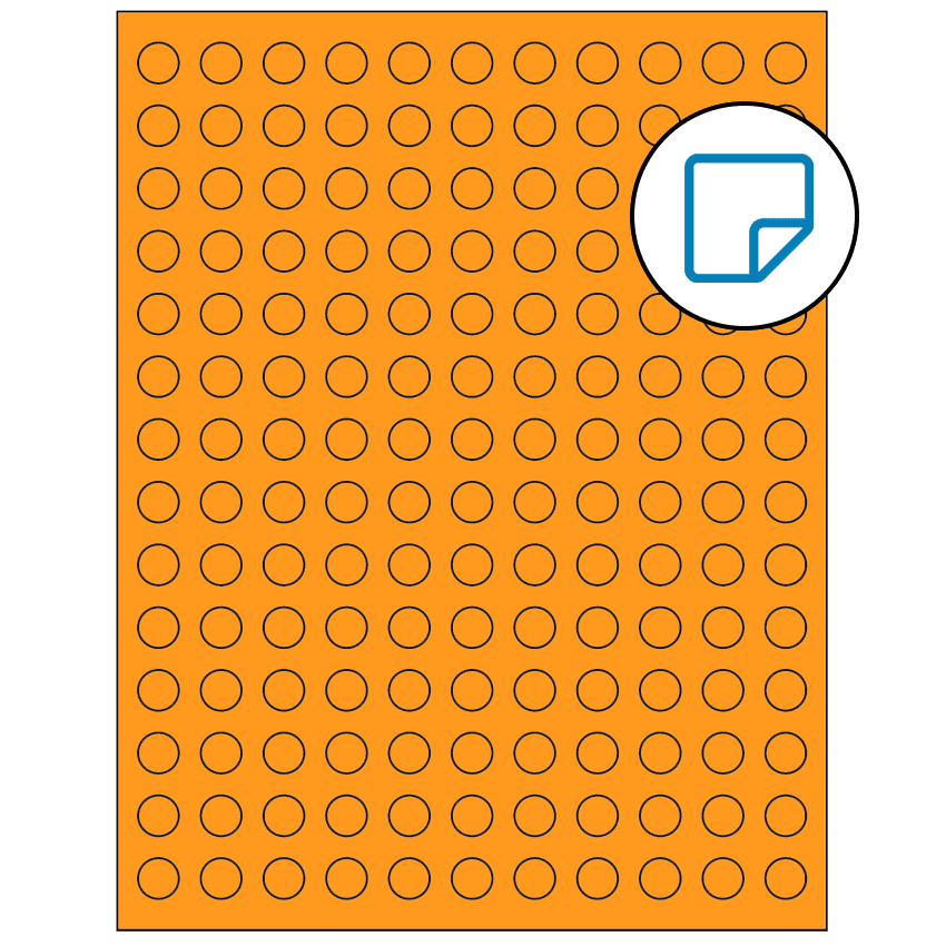 0.5" Fluorescent Orange Circular Sheet Labels - Removable Adhesive