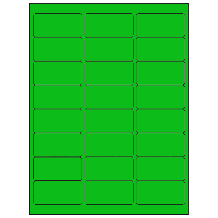 2.625" x 1.25" Fluorescent Green Rectangular Sheet Labels