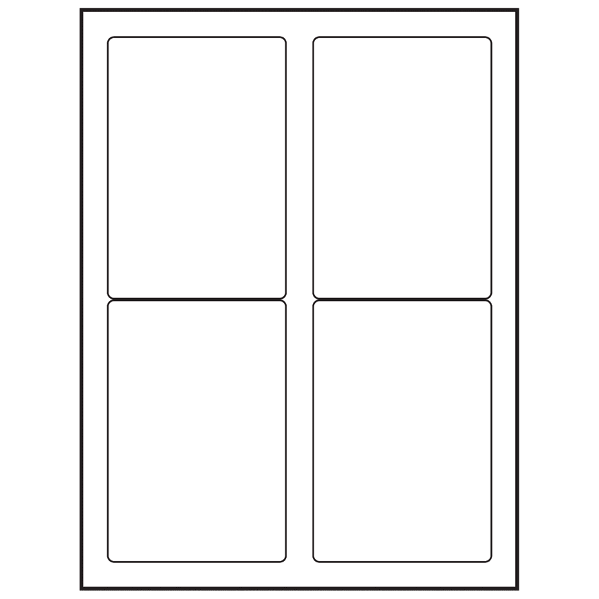 3.5" x 5" White Polyester Rectangular Sheet Labels (4-UP)