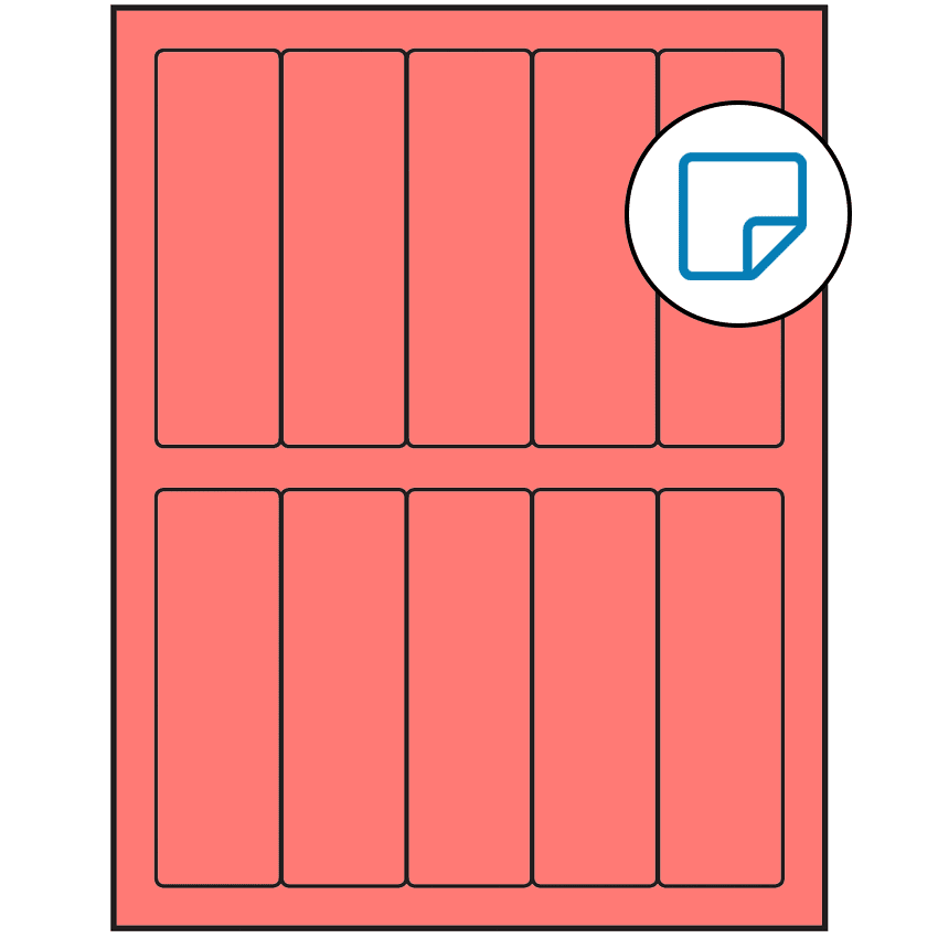 1.5" x 4.75" Fluorescent Red Rectangular Sheet Labels - Removable Adhesive