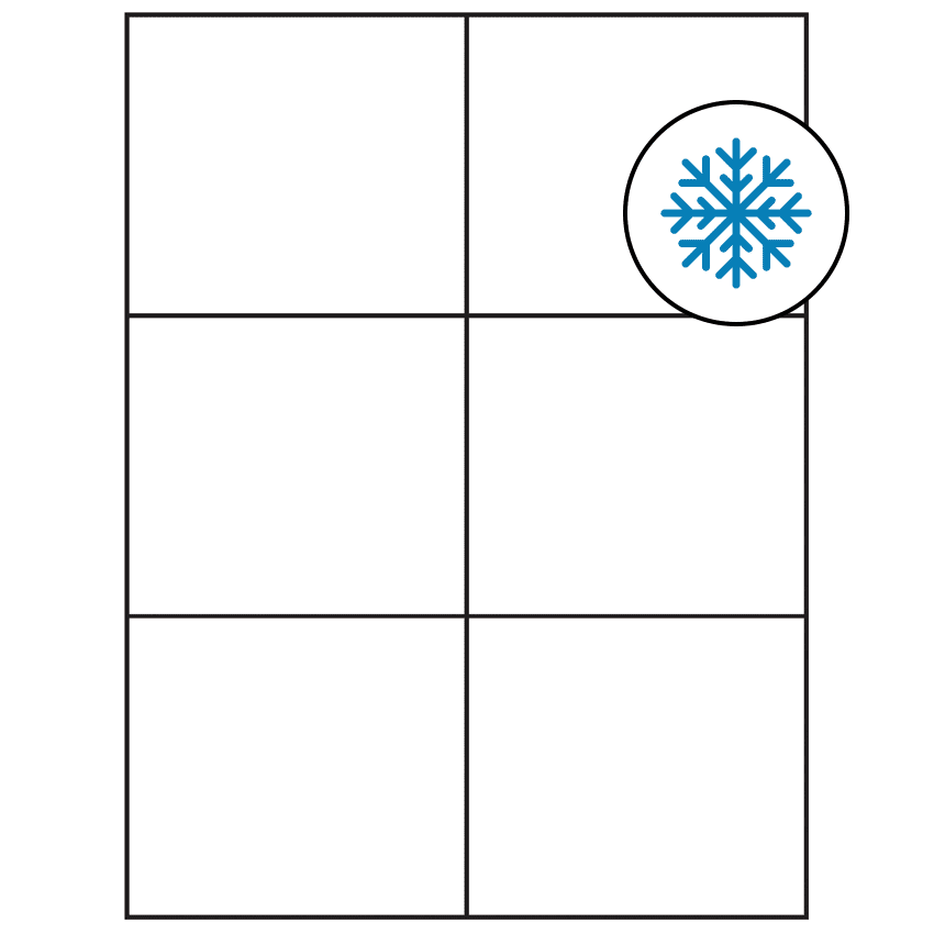 4.25" x 3.66" White Rectangular Sheet Labels - Freezer Grade Adhesive