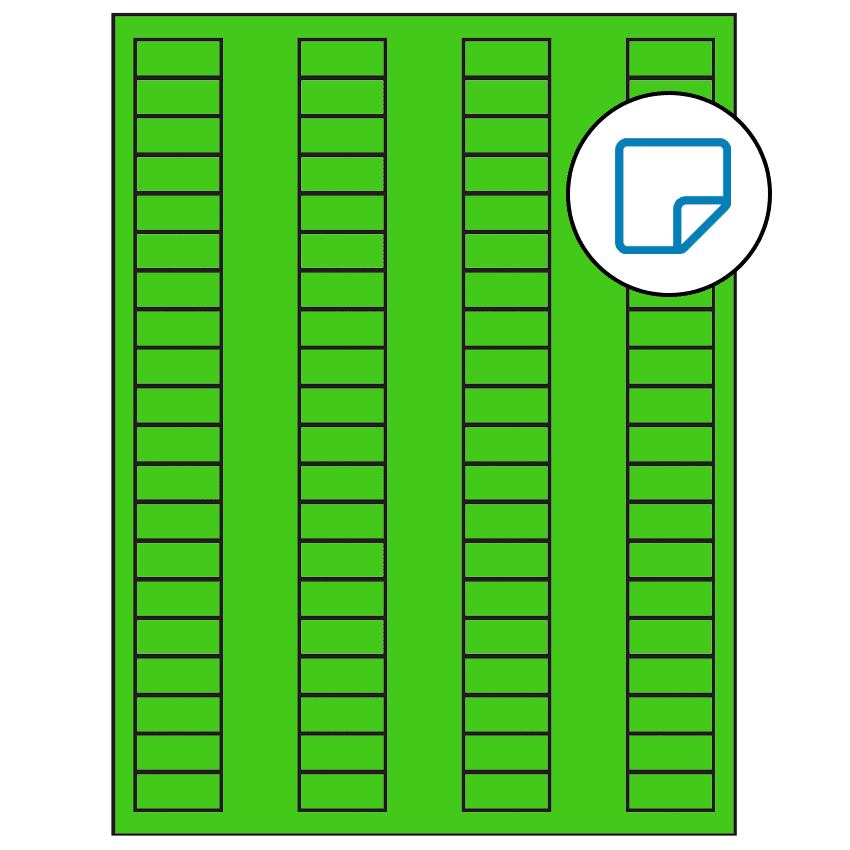 1.125" x 0.5" Fluorescent Green Rectangular Sheet Labels - Removable Adhesive