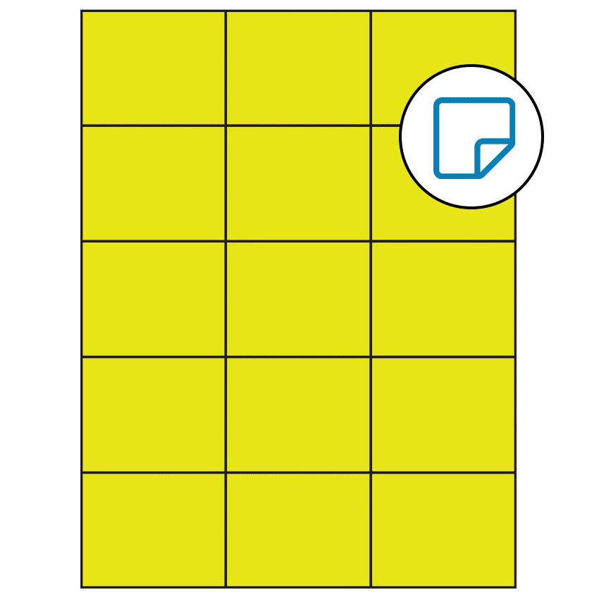 2.83" x 2.2" Fluorescent Yellow Rectangular Sheet Labels - Removable Adhesive