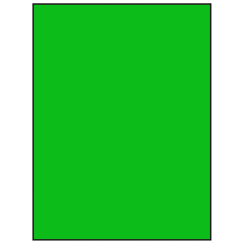 8.5" x 11" Fluorescent Green Rectangular Sheet Labels