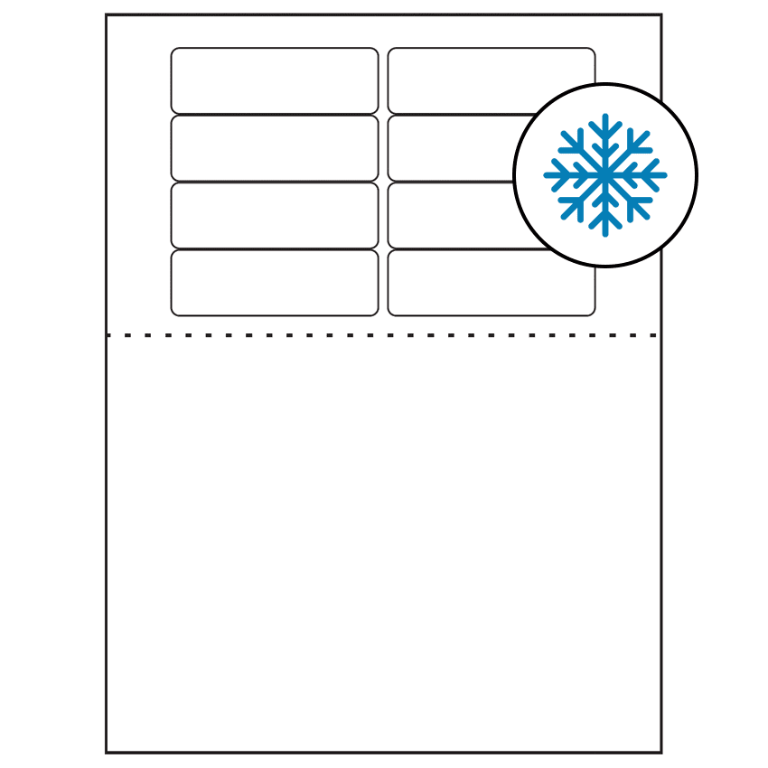 3.1875" x 1" White Rectangular Sheet Labels - Freezer Grade Adhesive