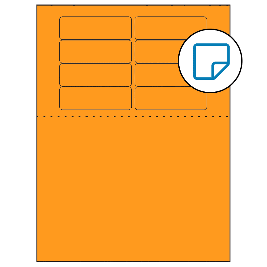 3.1875" x 1" Fluorescent Orange Rectangular Sheet Labels - Removable Adhesive