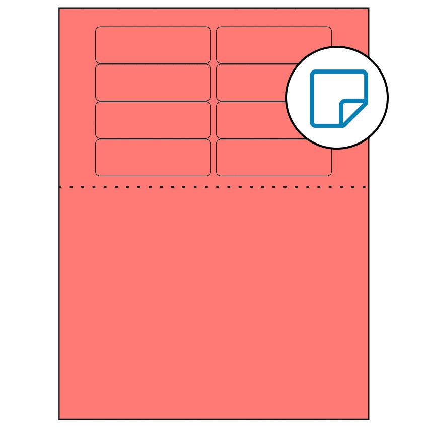 3.1875" x 1" Fluorescent Red Rectangular Sheet Labels - Removable Adhesive