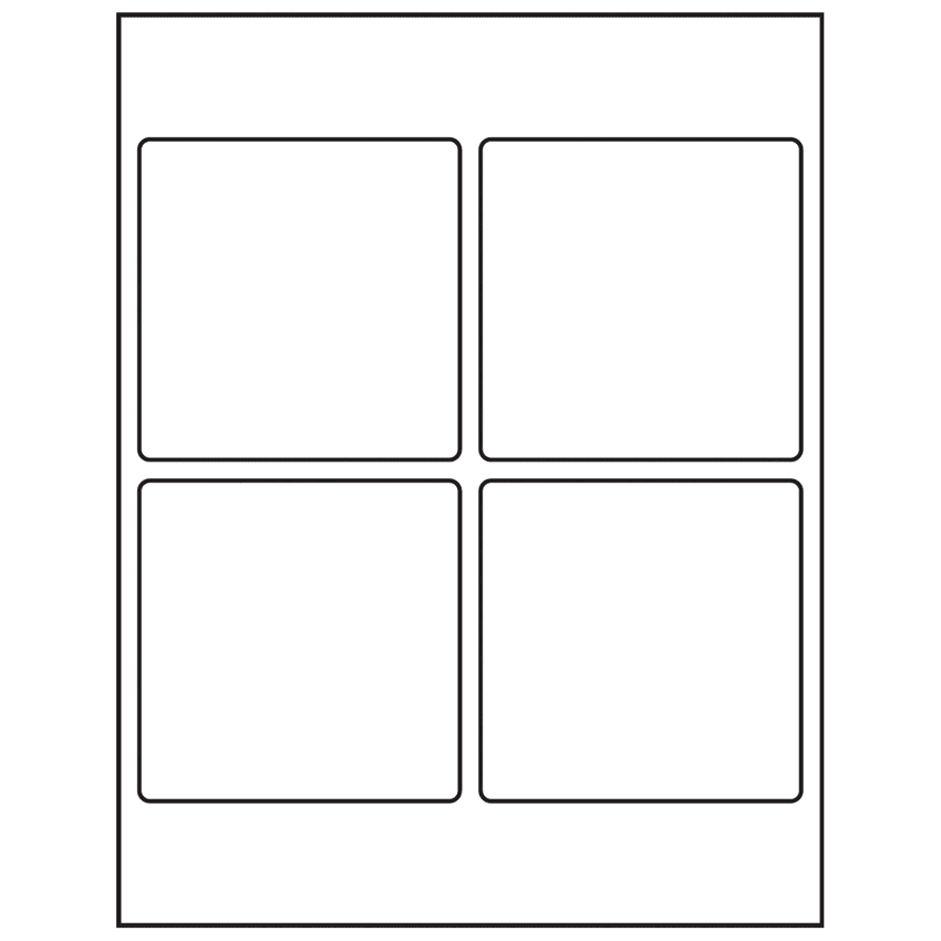 3.875" x 3.875" White Polyester Square Sheet Labels